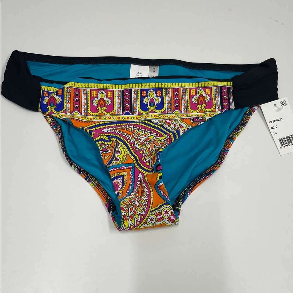 NWT Trina Trunk Vibrant Paisley Women's Swim Bottom Size 10
